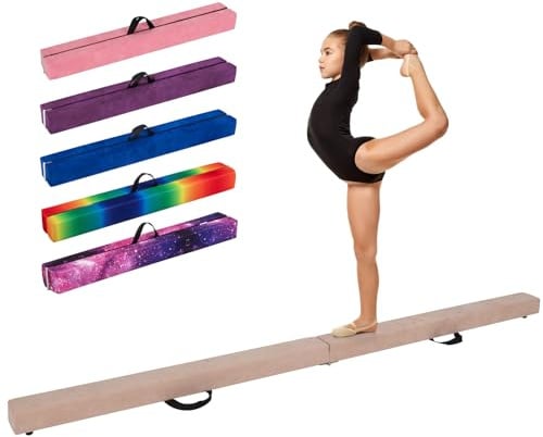 COSTWAY Schwebebalken Kinder, Balancierbalken klappbar, Gymnastikbalken mit Tragegriff & rutschfestem Boden, Gymnastik Balance Balken, Turnbalken Balance Beam für Zuhause