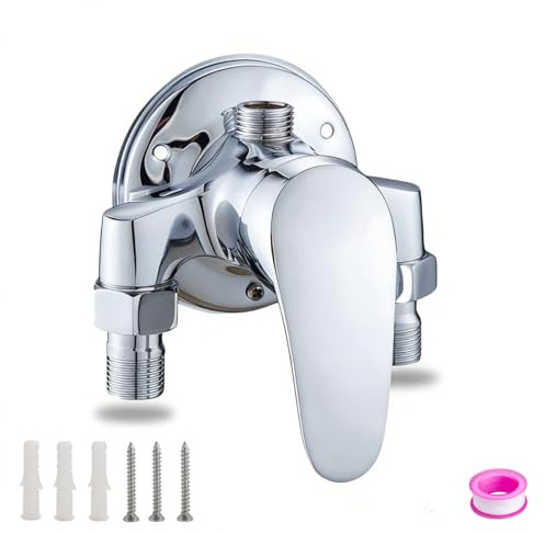 Rubinetto miscelatore per doccia, rubinetto doccia a parete, valvola miscelatore manuale per acqua fredda e calda, finitura cromata