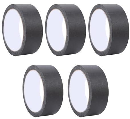 MENDUNER Masking Tape Bulk 5 Packungen 1,38 Zoll, Masking Tapes Künstler Zeichenbänder, Allzweck für Handwerk, Kunst, Büro, Schule (BLACK)