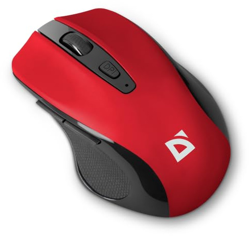 Defender Prime MB-053 – Kabellose Ergonomische Maus, Silent Click, 6 Tasten, 1600 DPI, PixArt Sensor, Büro Maus für PC Laptop (Rot)