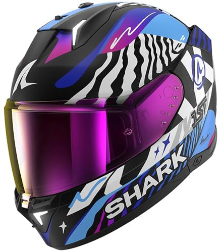 SHARK, Integraler Motorradhelm SKWAL i3 SPEED-FANCY Black White Blue KWB, L | Pinlock vorbereitet