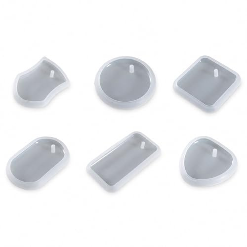 VBSYUYQ 6 Pcs Silicone Resin Moulds Pendant Moulds for DIY Jewellery Making | 6 pack silicone resin pendant moulds 6 shapes diy jewellery mould for necklace earring keychain craft accessory