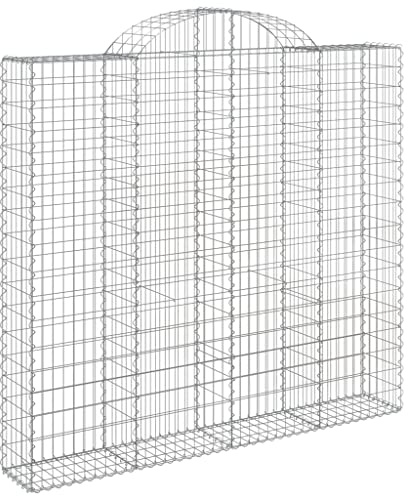Mhdvray Gabion avec arc haut 200 x 50 x 180/200 cm, mur de gabion, fer galvanisé, panier à pierre stable pour brise-vue et barrière de jardin, largeur des mailles 5 x 10 cm, épaisseur du fil 3,5 mm