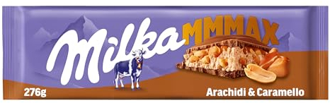 Milka MMMAX, Arachidi e Caramello, Tavoletta di Cioccolato al Latte con Arachidi e Caramello, 100% Latte Alpino, Cacao Sostenibile, 276g