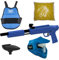 Valken Kinder Kids Gotcha Gun inkl. Maske, Brustpanzer, Loader 120 und 500 Paintballs-Cal. 50, 0.5 J-blau Markierer Set, M