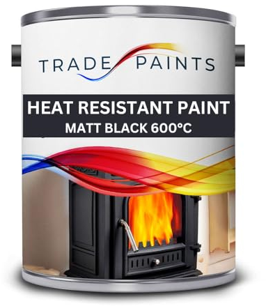 Heat Resistant Paint For Stove Wood Burner Fireplace Enamel Metal Paint - Matt Black 600°c - 1 Litre