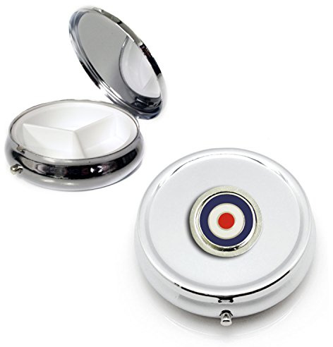 RAF Roundel Silver Round Pill Box