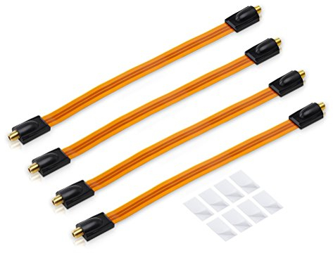 conecto 4X Premium Fensterdurchführung für SAT Kabel koaxial inkl. Klebepads (F-Kupplung auf F-Kupplung, vergoldet) 30 cm