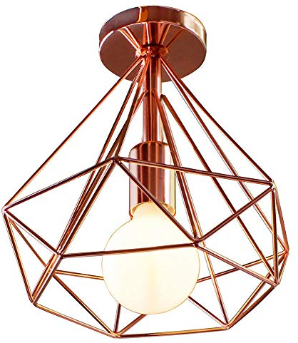 PETITES ECREVISSES Plafonnier Industrielle Rétro en Cube Métal Vintage Suspension luminaire DIY Lustre Abat-Jour pour Salon Chambre Café Bar Restaurent Salle à Manger,or rose