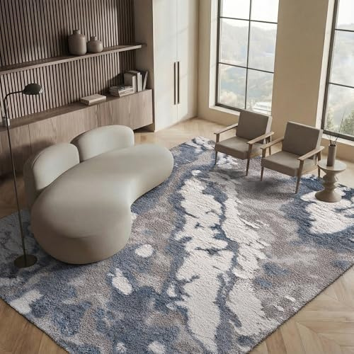 SAFAVIEH Area Rug 8x10 - Horizon Shag Collection - Large - Grey & Blue, Modern Design, Non-Shedding & Easy Cleaning, Ultra Plush Thick Pile, Ideal for Living Room, Bedroom, Dining Space (HZN890G)