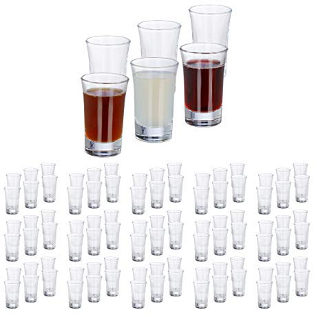 Relaxdays Verres à Liqueur - Lot de 96 Shots de 4 cl - Pour Digestif, Expresso, Schnaps - Shooters Transparents
