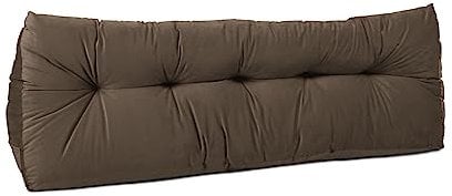 Lancashire Textiles Limited Manufacturers of quilts, pillows and homewares Faux Suede Triangular Wedge Cushion - King Size Bed - 20 x 50 x 150cm - Peat Brown