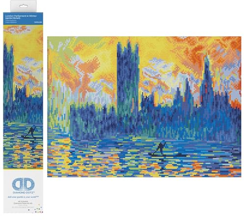 Diamond Dotz DD10-038 London Parliament in Winter (Claude Monet), ca. 46 x 41 cm groß, Diamond Painting, Malen mit Diamanten, funkelndes Bild zum Selbstgestalten, für Kinder und Erwachsene