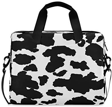 Hunihuni Laptop Case Sleeve Animal Cow Print Laptop Bag Notebook Briefcase with Strap for Woman Man Work Office School,15-16 Inch