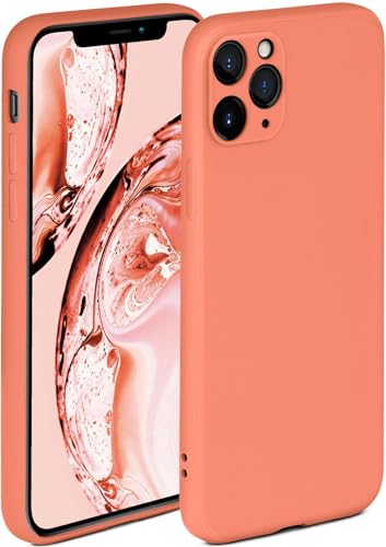 Oneflow Coque de protection souple en silicone avec bords surélevés et double couche, Compatible avec iPhone 11 Pro, Corail mat