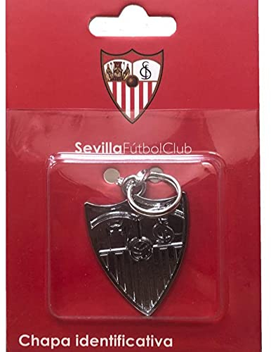 SEVILLA CF - Chapa Identificativa para Perro, Placa para Grabar de Identificación, Personalizada del Sevilla, para Mascotas, Color Plata, Producto Oficial de (CyP Brands).FC