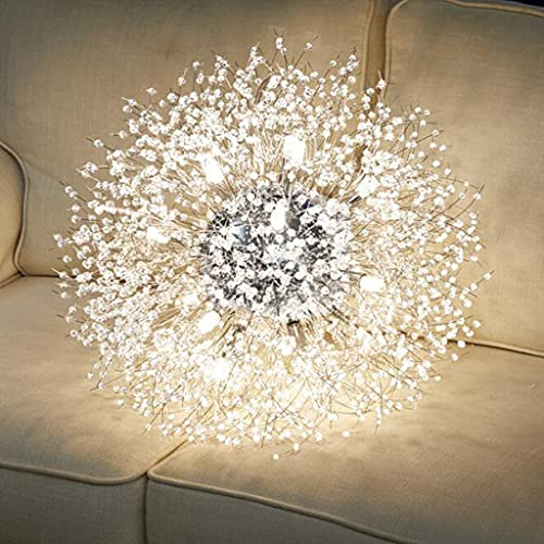 Pendelleuchte Kristall Kronleuchter Moderne LED Gold Löwenzahn Hängeleuchten Höhenverstellbar Wohnzimmer Lampe Elegante Runde Pendellampe Schlafzimmer Küche Esszimmer Esstisch Deckenlampe,40cm