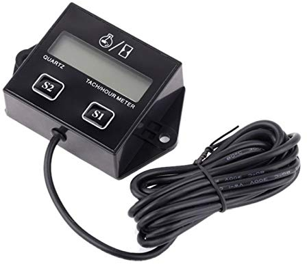 Yosoo Drehzahlmesser/Betriebsstundenz, LCD-Anzeige für 2/4 Hub Zündkerze Gasmotor Motorrad ATV Marine Gauge Zündkabel Digitaler Drehzahlmesser Motorsäge Motorsägen