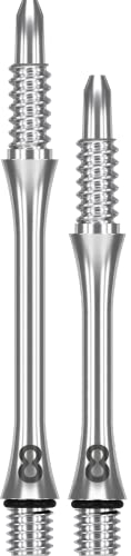 Target Darts 8 Flight Titanium Schlank-Fixierte 3er Dartchäfte Packung (26mm) Silber