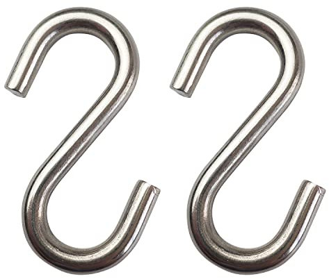 JENSWILL 2 Pack Heavy Duty S Hooks for Hanging Hammock Stand Swing Plants, Max 500 Lbs, 5/16 Inch Thick Strong Stainless Steel S Shaped Hooks