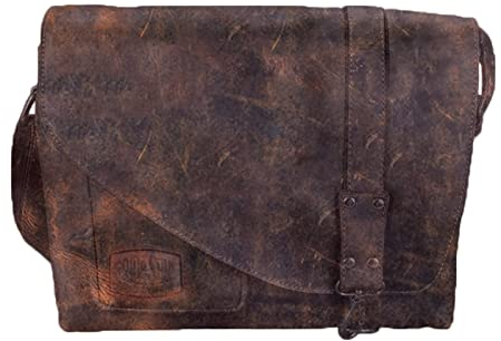 fixbag FB1447144 - Fahrrad-Umhängetasche mit Klickfix Adapterplatte + Caddy Adapter, Fahrradtasche für Damen und Herren, Schultertasche aus Echt Leder, ca. 26 x 32 x 10 cm, Braun
