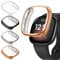 [4Stück] Kamita Schutzhülle für Fitbit Versa 4/Sense 2 Hülle, Weiche TPU Bumper Case mit Displayschutz, Rundum Schutz Cover Ultradünne Gehäuse für Fitbit Versa4/Sense2 (Klar+Schwarz+Silber+Roségold)
