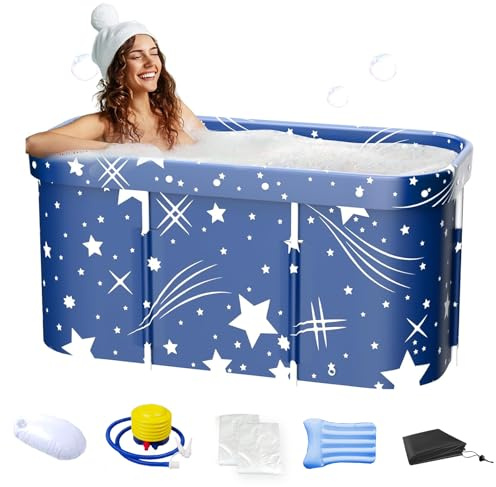 Portable Bathtub, Foldable Bathtub for Adults, Separate Family Bathroom SPA Therapy Tub for Shower Stall, Soaking Hot SPA and Ice Bath Tub, 45.3''x23.6''x19.7''