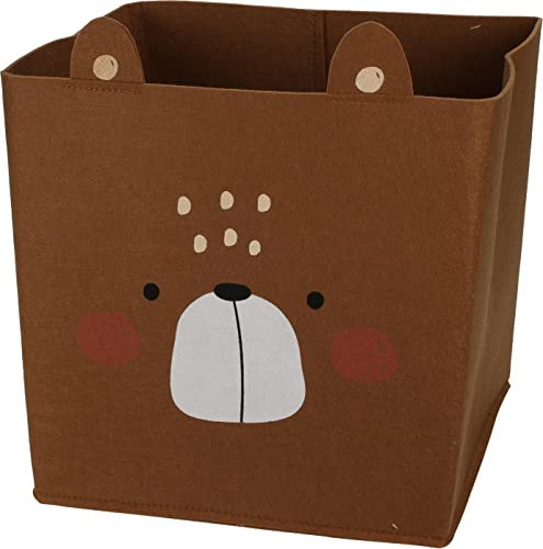 Kinder Aufbewahrungsbox Spielzeug-Box Spielzeugkiste für das Kinderzimmer (30x30x30 cm), faltbar, mit Motiv (Braun - Bär)