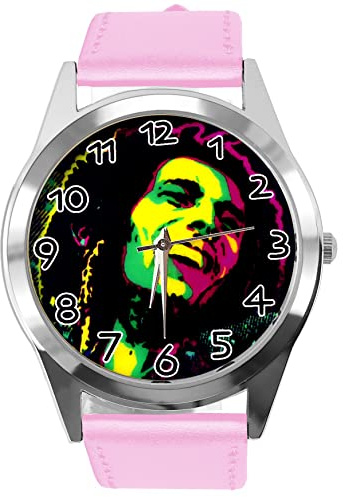 TAPORT Pink Leather Round Watch for Reggae Fans