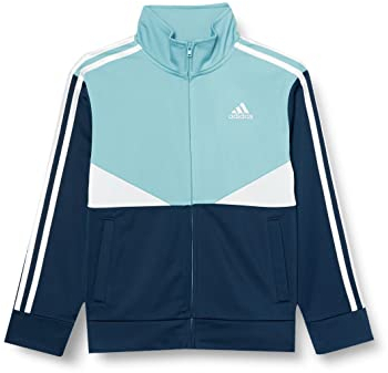 adidas Boys' Big Zip Front Sportswear Color Block Tricot Jacket, Collegiate Navy, S(8)