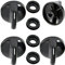 Spares2go Control Switch Knob & Seal Compatible with Miele KM361G KM363G KM371G KM391G KM520 KM523 Hob Oven Cooker (Pack of 4, Black)