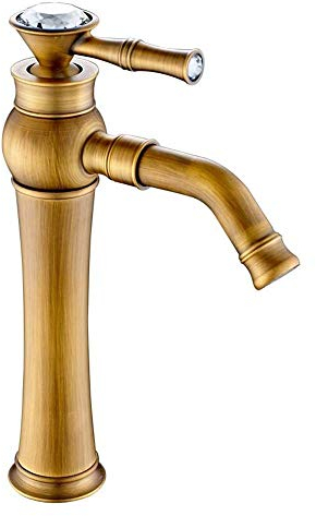 Waschtischarmatur Antik Messing gebürstet Retro Badarmatur Waschtischarmatur mit Schwenkauslauf 360° Vintage Retro Antik Nostalgie Landhausstil Wasserhahn Batterie