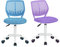 Homy Casa 2er Set Schreibtischstuhl Verstellbarer Drehstuhl Bürostuhl Stoffsitz Ergonomischer Arbeitsstuhl ohne Armlehne, Blau und Lila