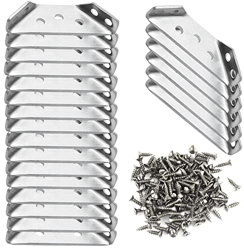 Winkelverbinder Edelstahl Winkel 22 Stück Metallwinkel Dreiecksstütze 61x22mm mit 154Pcs Schrauben Möbelverbinder Reparatur Platte Eckwinkel für Schrank Tisch Stuhl