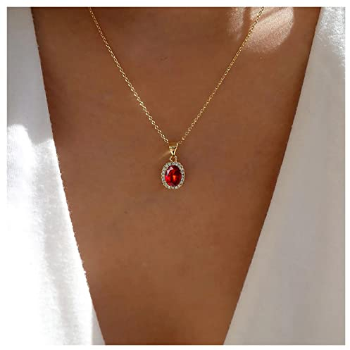 Inilbran Boho Rubin Kristall Choker Halskette Vintage Rot Kristall Anhänger Halskette Rot Edelstein Halskette Choker Gold Rubin Halskette Kettenschmuck Für Frauen Und Mädchen