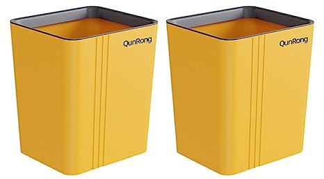 BOKIOESDE 2 pièces Bureau hôtel Poubelle Salon Chambre Corbeille à Papier Forme carrée Poubelle Grande capacité, Jaune L