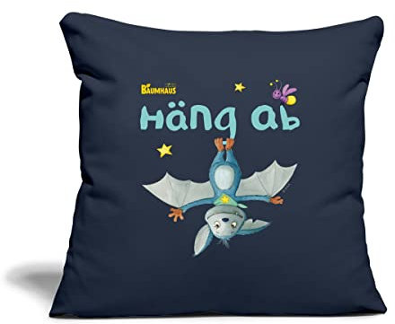 Spreadshirt KiKA-Baumhaus Mit Fidi Häng Ab Kissenbezug 45 x 45 cm, One Size, Navy