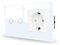 JIMEIDA Touch Lichtschalter mit Steckdose weiß Unterputz 2 Fach 1 Weg,Glas Panel und Status-LED Wandschalter,Kein Neutralleiter Erforderlich,157 * 86mm