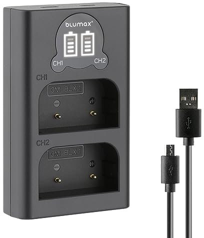 Blumax BLX-1 Mini Dual LCD Charger Compatible with Olympus OM-1