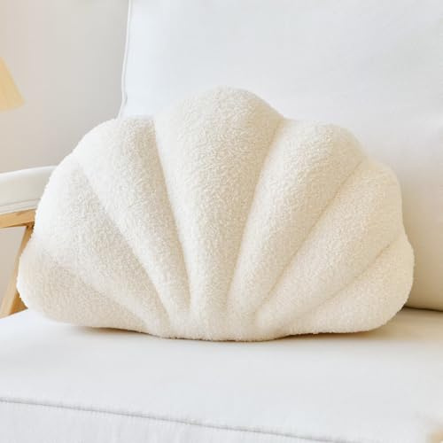 Lfsaaj Dekokissen Muschel Kissen Beige 33 cm für Bett Sofa Wohnzimmer Schlafzimmer