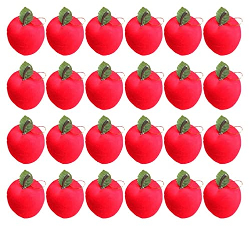 Garneck 24st Baumschmuck Tropfen- Und Endverzierungen Weihnachtsanhänger Äpfel Apfelbaum Weihnachtsbaum Dekor Mini Hängende Äpfel Ornament Rote Weihnachtsschmuck Schneewittchen Klein