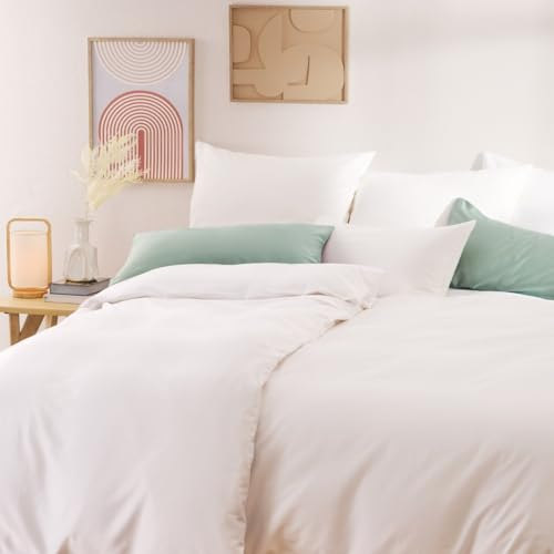 Blumtal Mako Satin Bettwäsche 135x200 Baumwolle Weiß - Bettdeckenbezug mit frei wählbaren Kissenbezug - individuell anpassbares Bettwäsche-Set aus 100% Baumwolle - Oeko Tex Zertifiziert