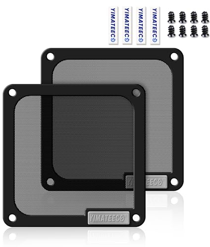 YIMATEECO 140mm PC Dust Filter for Computer Cooler/PSU/Routers PVC 50 Mesh, Magnetic Dust Mesh Computer Fan Filter Grills with Screws Dustproof Case Cover (PVC V4.0, 140 * 140mm, 2pcs, Black)