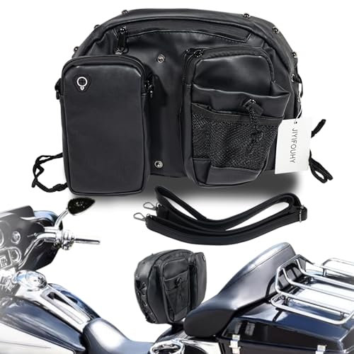 JIYIFOUHY Road Glide Motorradfahrer-Rückenlehnentasche, Sissy-Bar-Tasche, Fahrer-Rückenlehne, Sitztasche, Organizer, Satteltaschen für CVO Road Glide Limited Tri Glide Touring Softail (schwarz)
