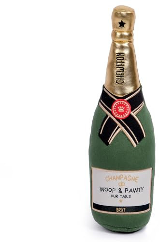 CHEWFFON Dog Toy, Squeaky Dog Toys for Boredom, Plush Pet Chew Toy for All Breeds Dogs, Champagne Shape Interactive Puppy Toys for Birthday Stimulating Gifts