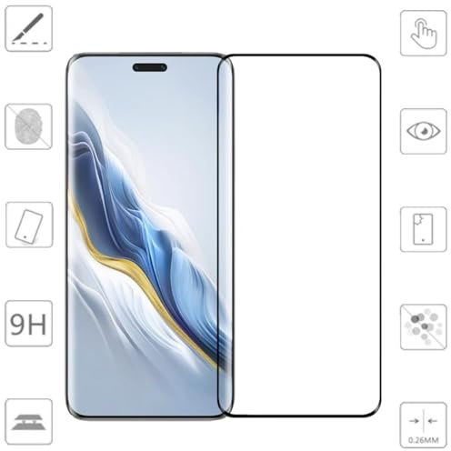Wigento Für Honor Magic 6 Pro 2X 4D Premium 0,3 mm H9 Curved Hart Glas Panzer Schwarz Folie Schutz Hülle Neu