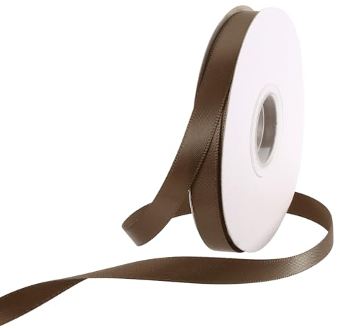 Rebower 100 Yard/300ft Satinband Dickes beidseitiges Grosgrain-Seidenband, [für Geschenkverpackung, Haarschleifen, Hochzeit, Kuchen, Blumen] - 3/8(1cm)/Dunkelbraun