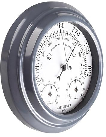 Barometer, Thermometer, Hygrometer, Außenthermometer, große Zahlen, Feuchtigkeitsmesser for Wände, Barometer for zu Hause, Außenthermometer, groß, leicht ablesbar – for Zuhause, Angeln, Boot, Garten,