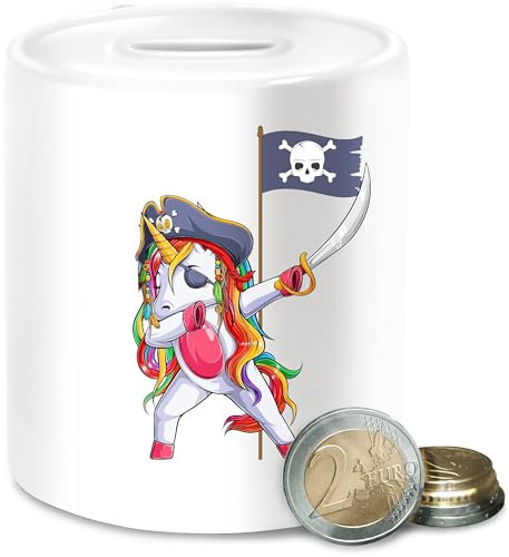 Spardose - Einhörner - Dab Einhorn Pirat Pirateneinhorn Einhornkapitän Piratenparty mit Einhorn - Unisize - Weiß - einhörnern Motiv