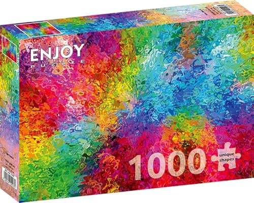 1000 Pieces Jigsaw Puzzle for Adults – Matte Finish, Soft Touch, Sturdy and Unique Pieces, Tight Fit, Vivid Colors, Missing Pieces Service – Abstract Rainbow Gradient Splashes Burst – by ENJOY Puzzle